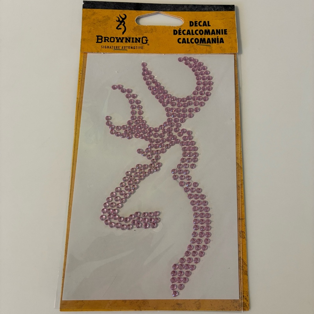 New BROWNING Buckmark Pink BLING sticker decal Emblem NWT